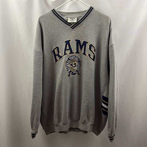 St Louis Rams Sweatshirt Size 2XL Gray Vtg Lee Sports Pullover Varsity Style - Picture 1 of 9